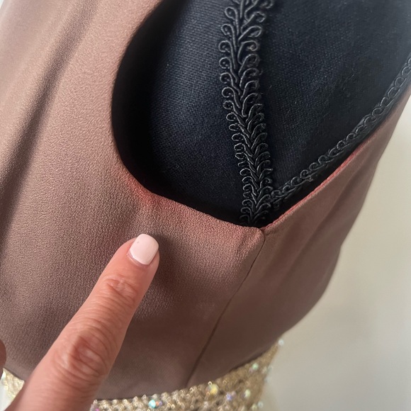 Vintage 1960’s Rhinestone Pleated Brown and Cream Mini Dress - Picture 8 of 10